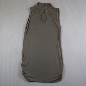 Arden B Tank Top Women's Large Y2K Sleeveless Gray Mock Neck Keyhole Blouse